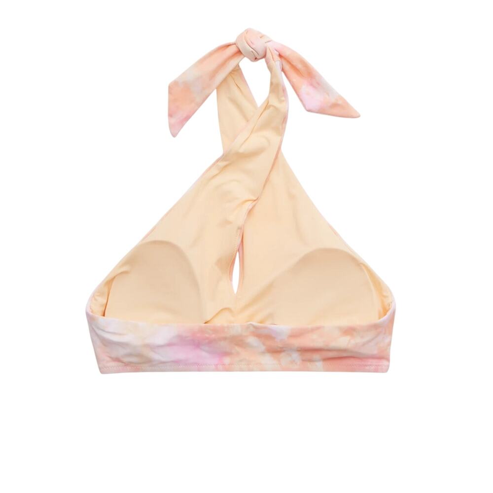 NWT! Aerie Crossover Keyhole Halter Bikini Top in Beach Peach - Size Large - Picture 6 of 10
